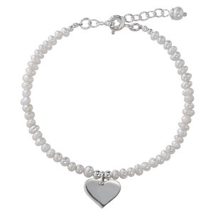 Bracelet Argent 925 Perles d´eau douce Coeur C?ur Amour
