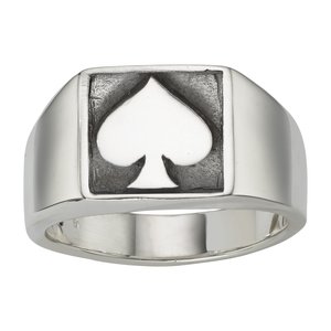 zilveren-ring Zilver 925 Poker speelkaart klaver