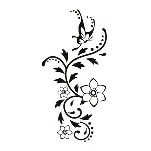 fake-tattoo In kleur gedrukt op papier Huidvriendelijke lijm bloem blad blaadje plantpatroon vlinder