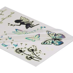 Fake-Tattoo Auf Papier gedruckte Farbe Hautverträglicher Klebstoff Fee Schmetterling Sommervogel Blume