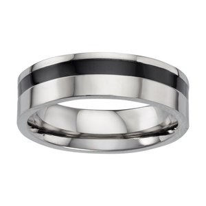 Titan Ring Titanium PVD laag (zwart) streep lijn ribbels
