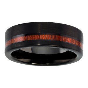 Wolfraam ring Wolfraam PVD laag (zwart) Hout streep lijn ribbels