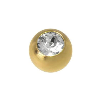 Piercingverschluss Chirurgenstahl 316L Gold-Beschichtung (vergoldet) Kristall
