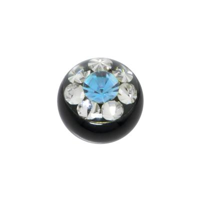 Piercingverschluss Chirurgenstahl 316L Premium Kristall PVD Beschichtung (schwarz) Blume