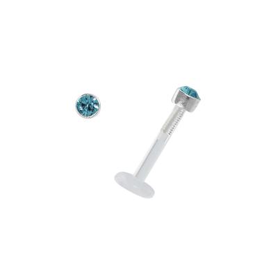 Piercing für Lippe/Tragus Bioplast Silber 925 Premium Kristall