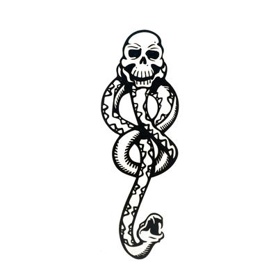 Fake-Tattoo Auf Papier gedruckte Farbe Hautverträglicher Klebstoff Totenkopf Schädel Knochen Schlange