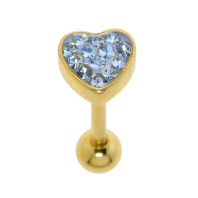 Zungenpiercing Chirurgenstahl 316L Gold-Beschichtung (vergoldet) Kristall Epoxiharz Herz Liebe