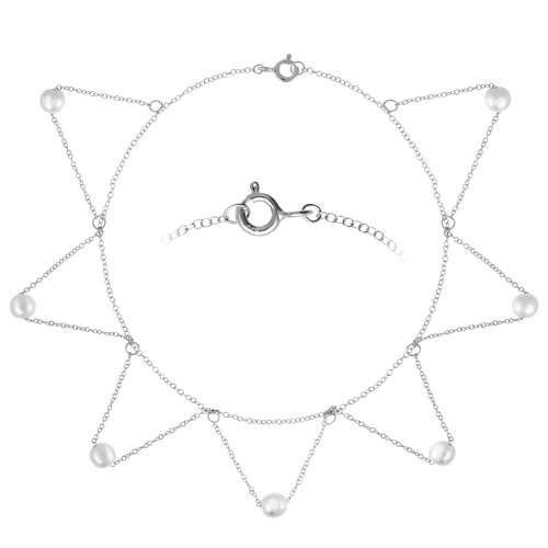 Fusskettchen Silber 925 Synthetische Perle Dreieck