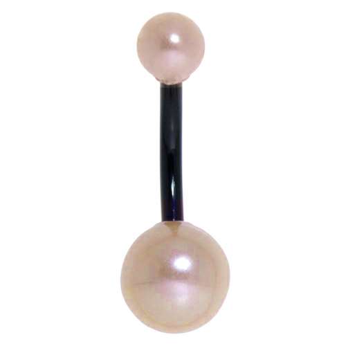 Bauchpiercing Chirurgenstahl 316L PVD Beschichtung (schwarz) Synthetische Perle