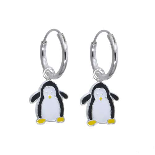 Kinder Ohrringe Silber 925 Email Pinguin