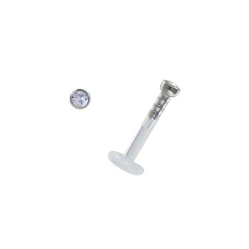 Piercing für Lippe/Tragus Bioplast Chirurgenstahl 316L Premium Kristall