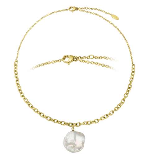 PAUL HEWITT Chaîne de perles Acier inoxydable Revêtement d´or (doré) Perles d´eau douce