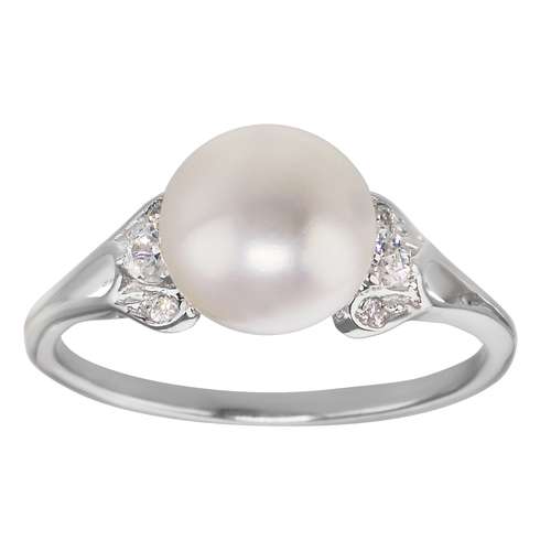 Bague de doigt Argent 925 Perles d´eau douce Cristal