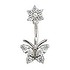 Bellypiercing Surgical Steel 316L Crystal Butterfly Flower