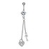 Bellypiercing Surgical Steel 316L Rhodium plated brass Crystal Lock Key Heart Love