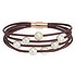 Bracelet Stainless Steel PVD-coating (gold color) Fresh water pearl Leather