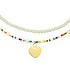 Neck jewelry Stainless Steel PVD-coating (gold color) Fresh water pearl Glass Heart Love