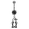 Bellypiercing Surgical Steel 316L Rhodium plated brass Crystal Penguin