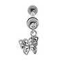 Ear piercing Surgical Steel 316L silver-plated brass Crystal Butterfly
