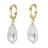 Ohrringe Silber 925 Synthetische Perle mit Kristallkern PVD Beschichtung (goldfarbig)