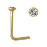 Nose piercing Surgical Steel 316L PVD-coating (gold color) Premium crystal