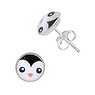 Kids earrings Silver 925 Epoxy Penguin